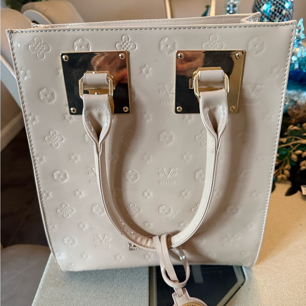 Versace 1969 Abbigliamento Sportivo Desia Tan monogrammed patent leather